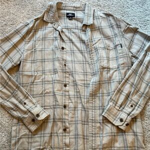 O'Neill Beige and Blue Plaid Flannel